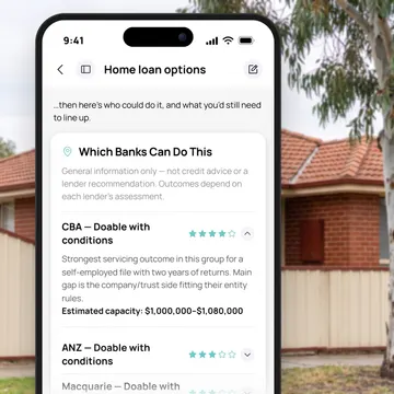 Phone showing home loan options